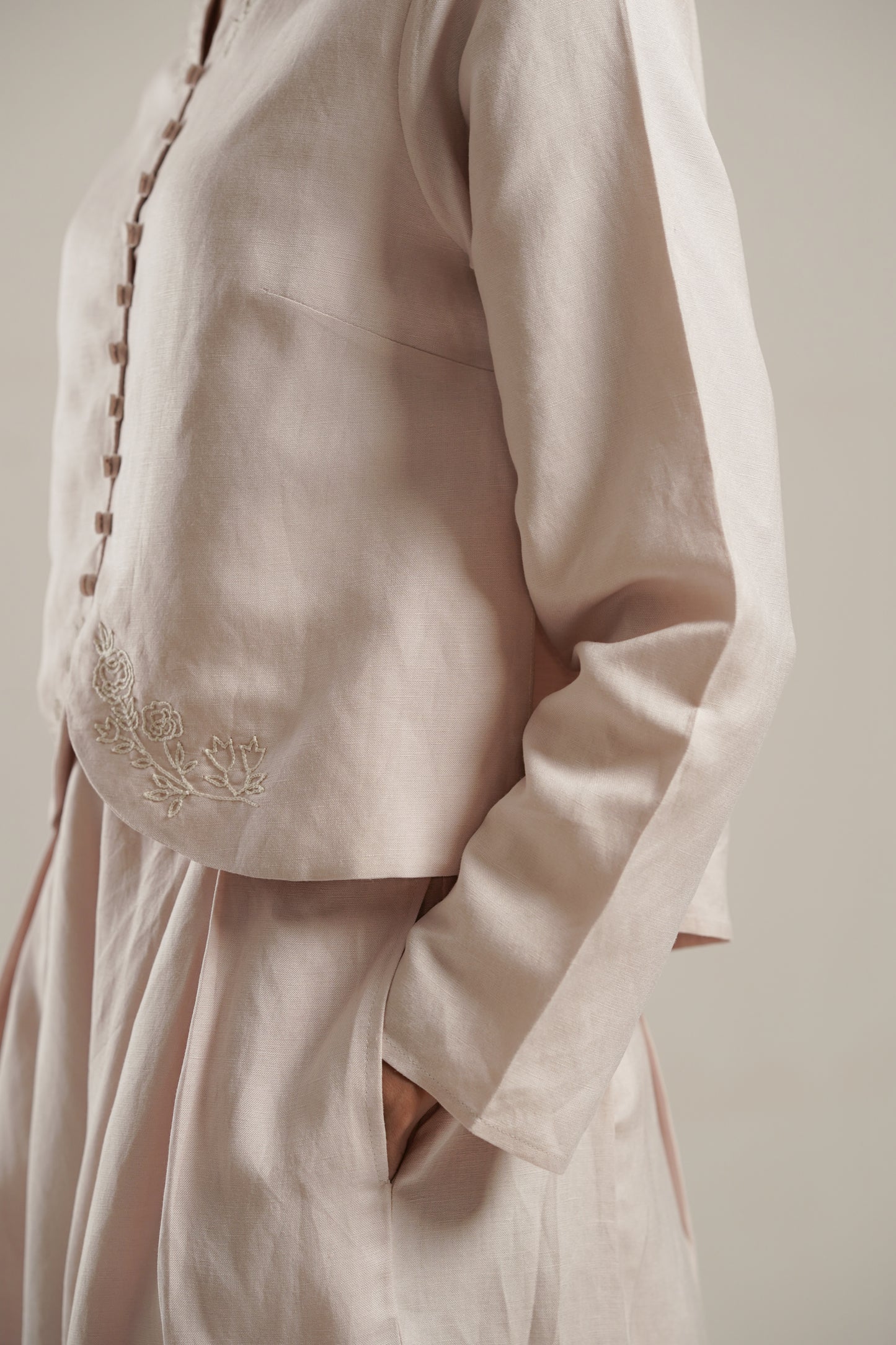 Suri Peach Linen Co-ord Set