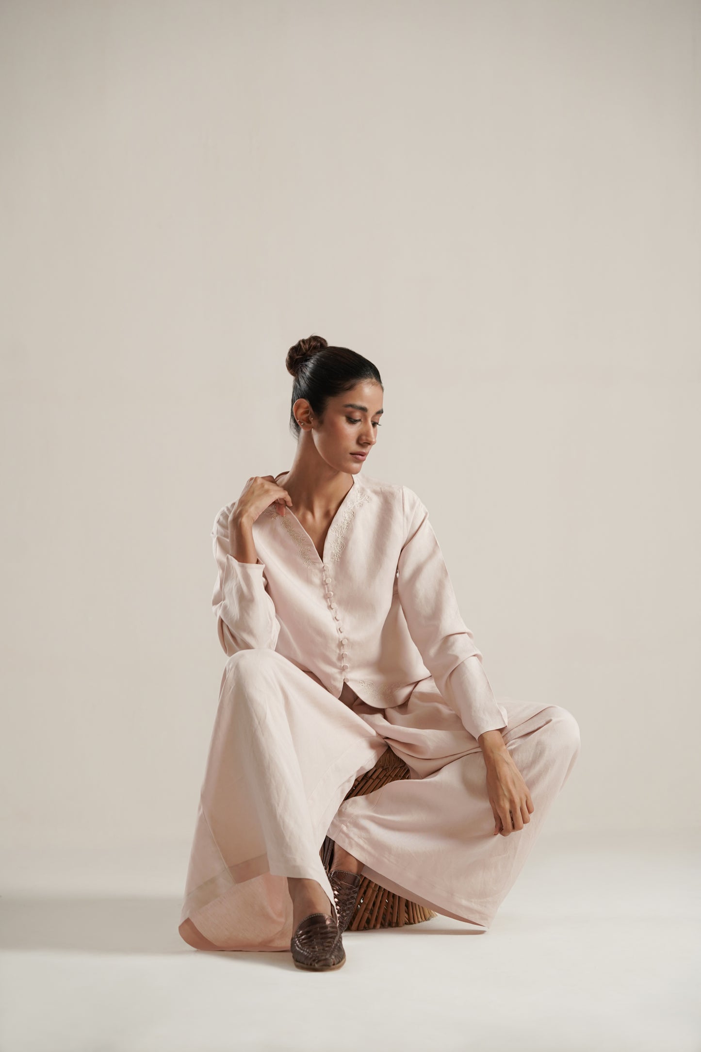 Suri Peach Linen Co-ord Set