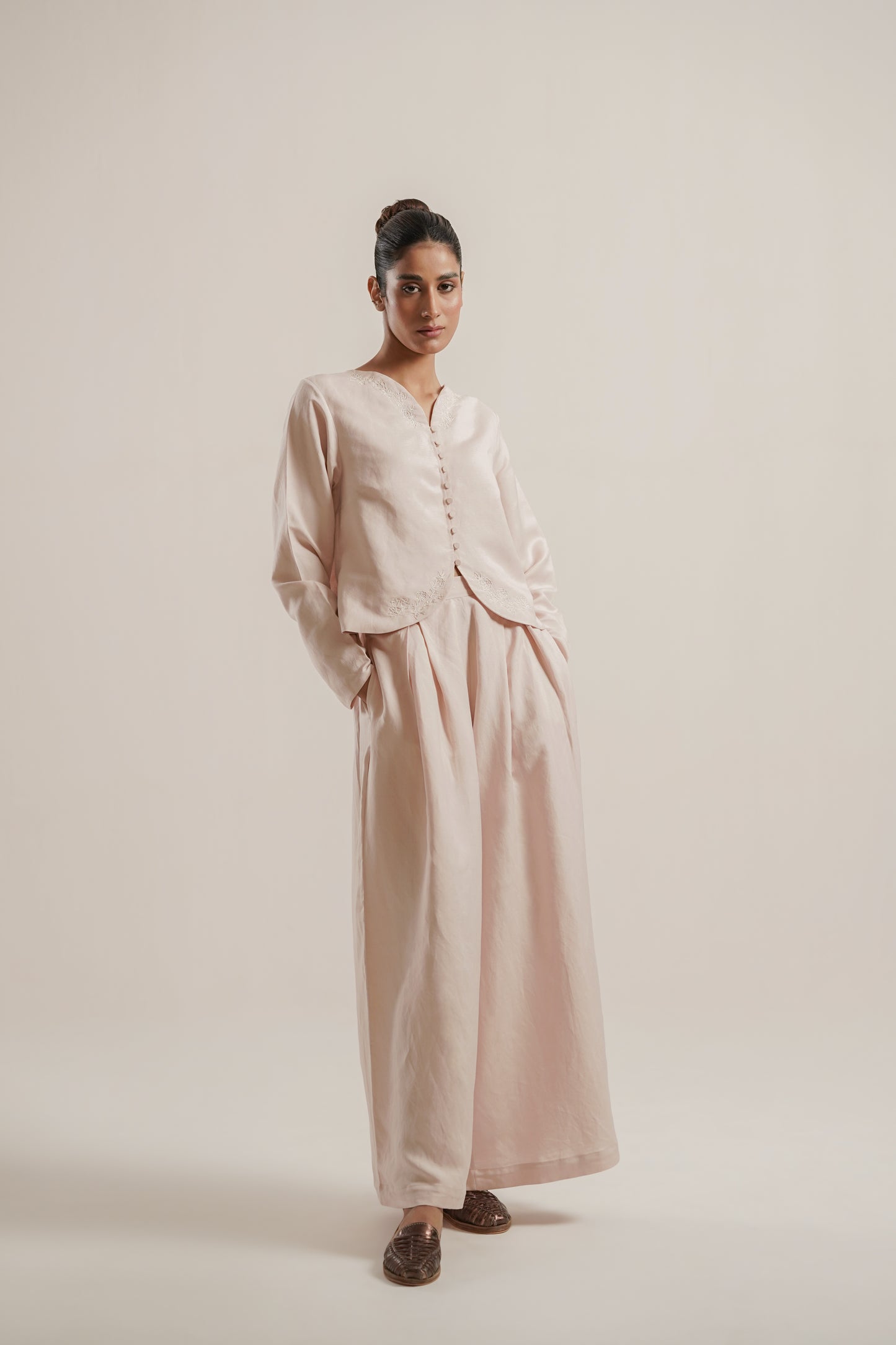 Suri Peach Linen Co-ord Set