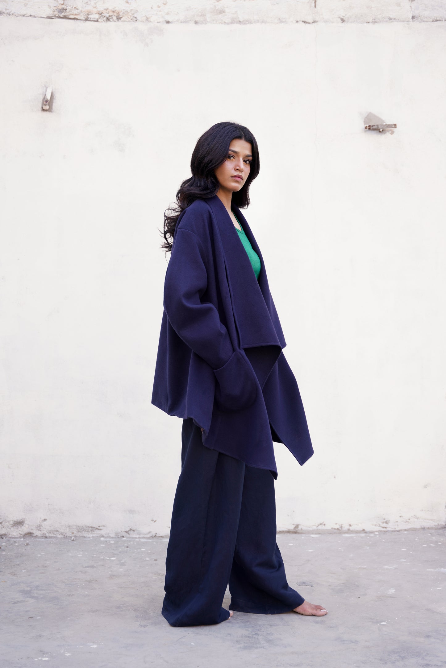 Midnight Wool Paneled Coat