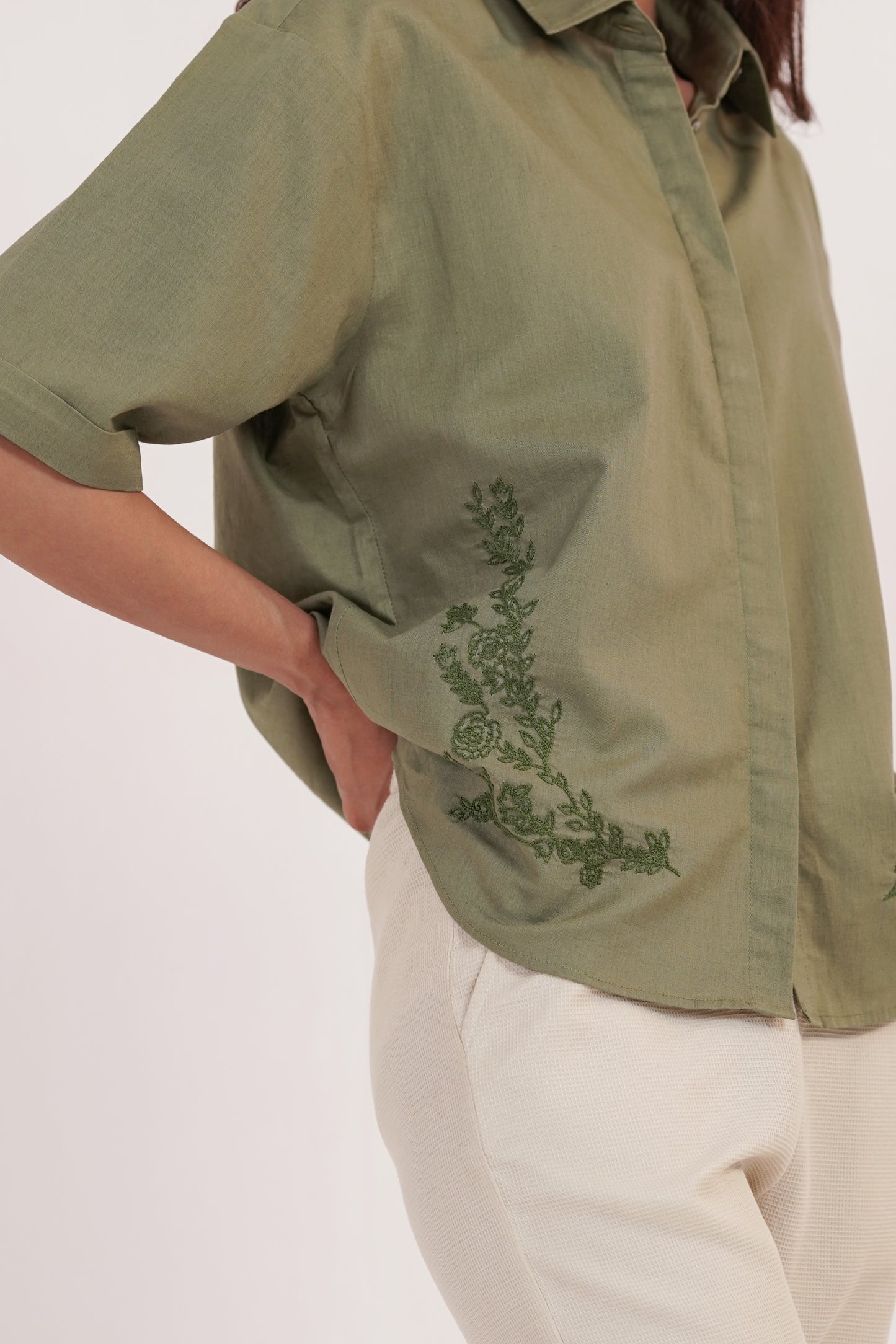 Imani Olive Linen Shirt