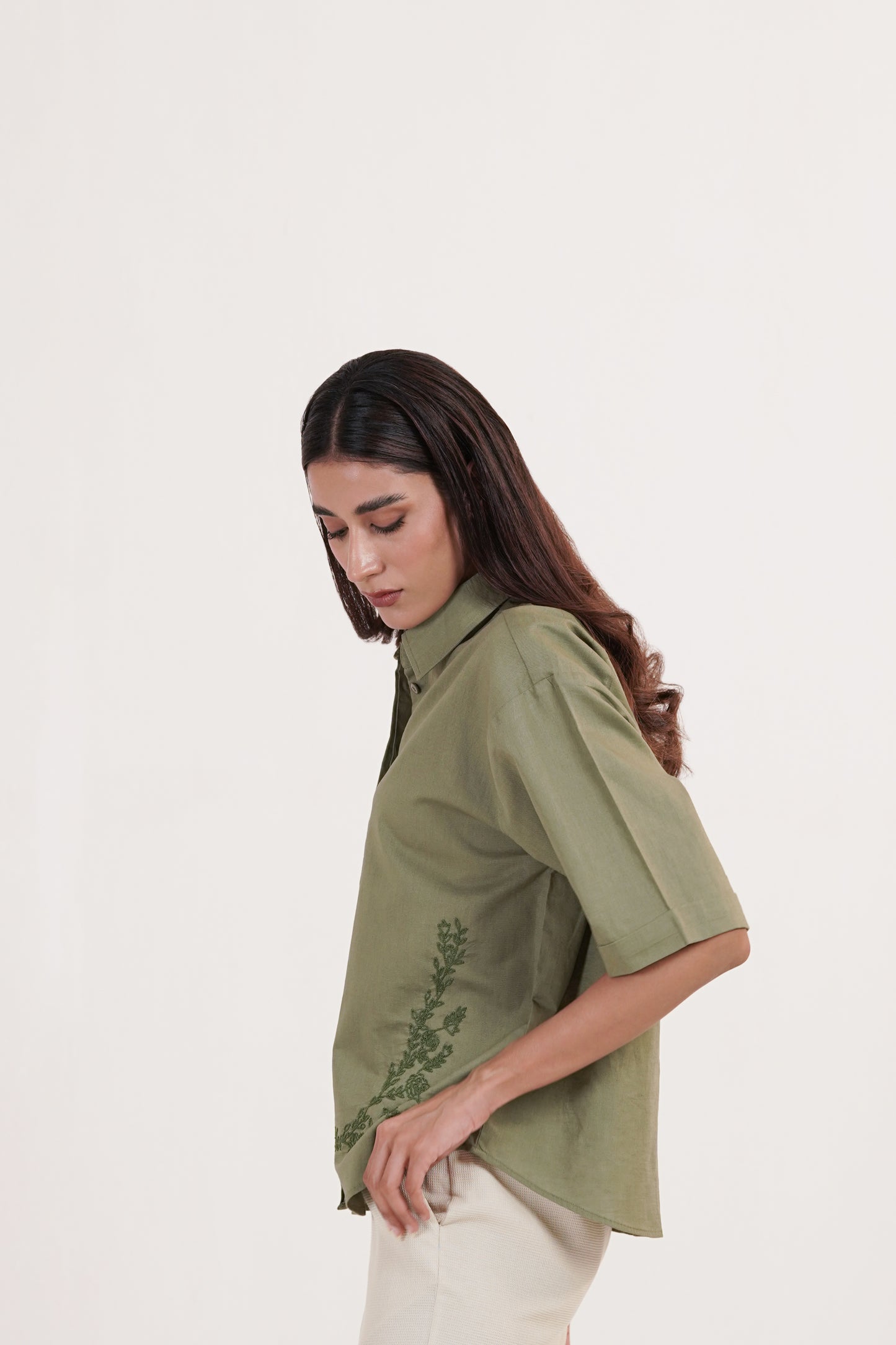 Imani Olive Linen Shirt