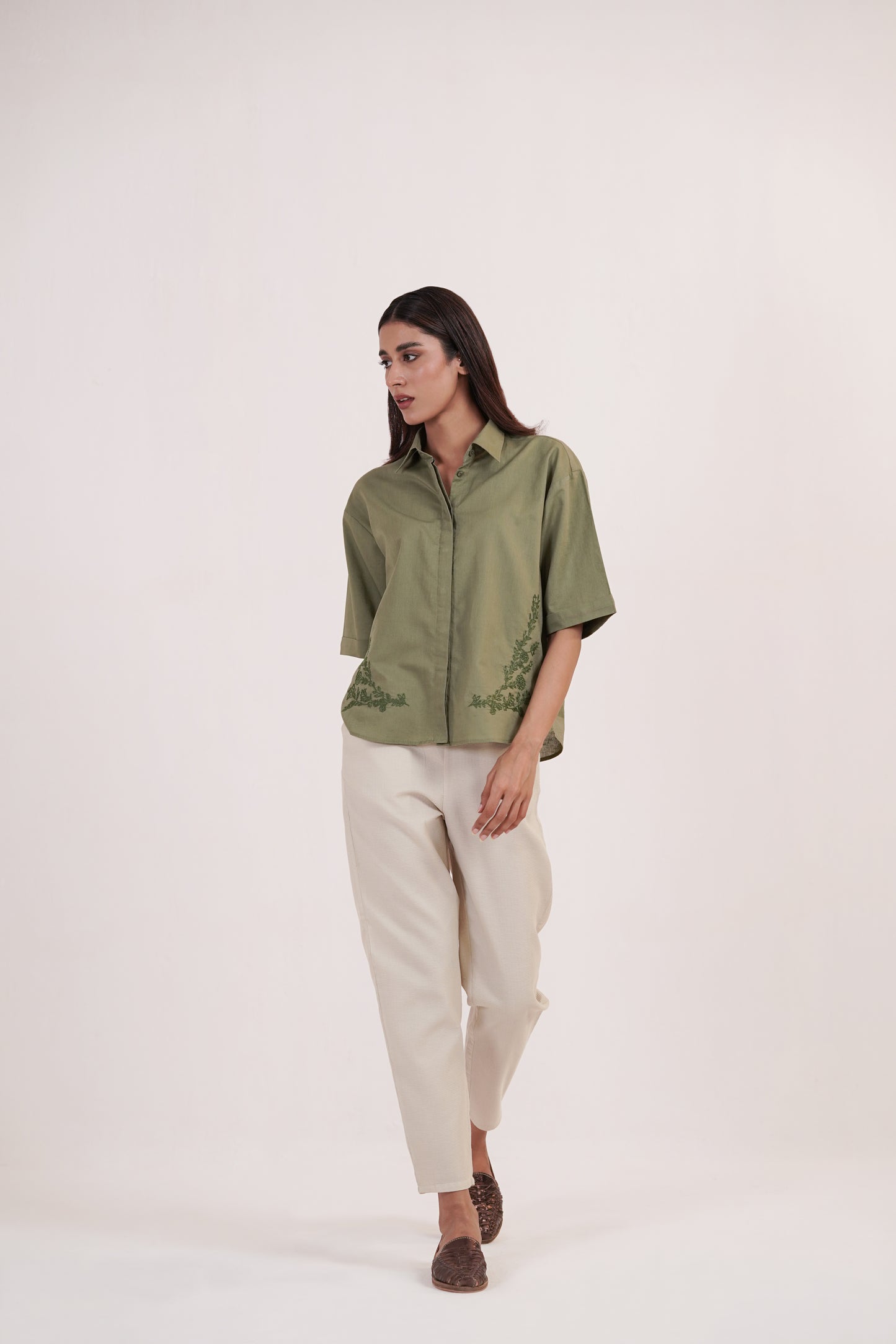 Imani Olive Linen Shirt