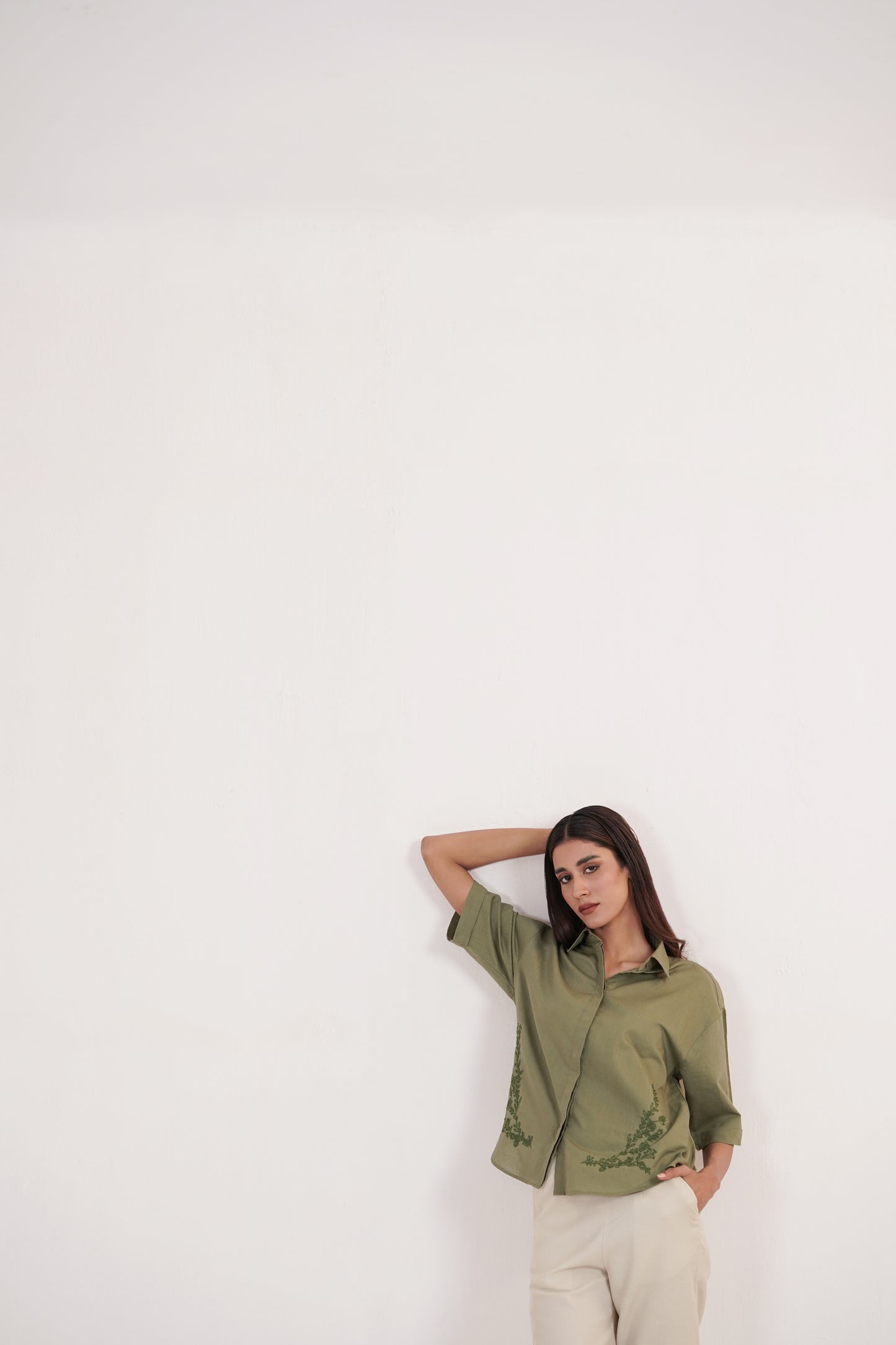 Imani Olive Linen Shirt