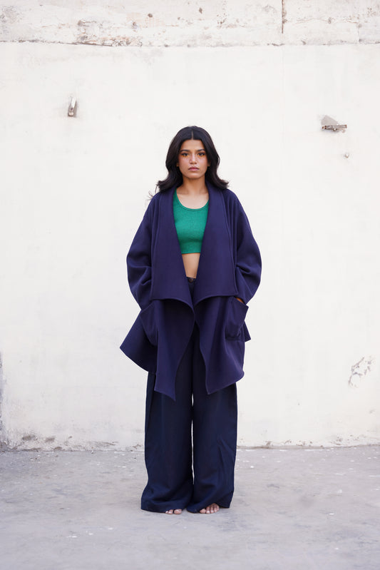 Midnight Wool Paneled Coat