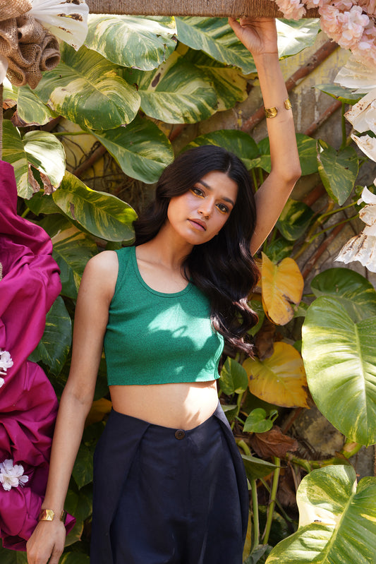 Huru Cropped Top in Emerald