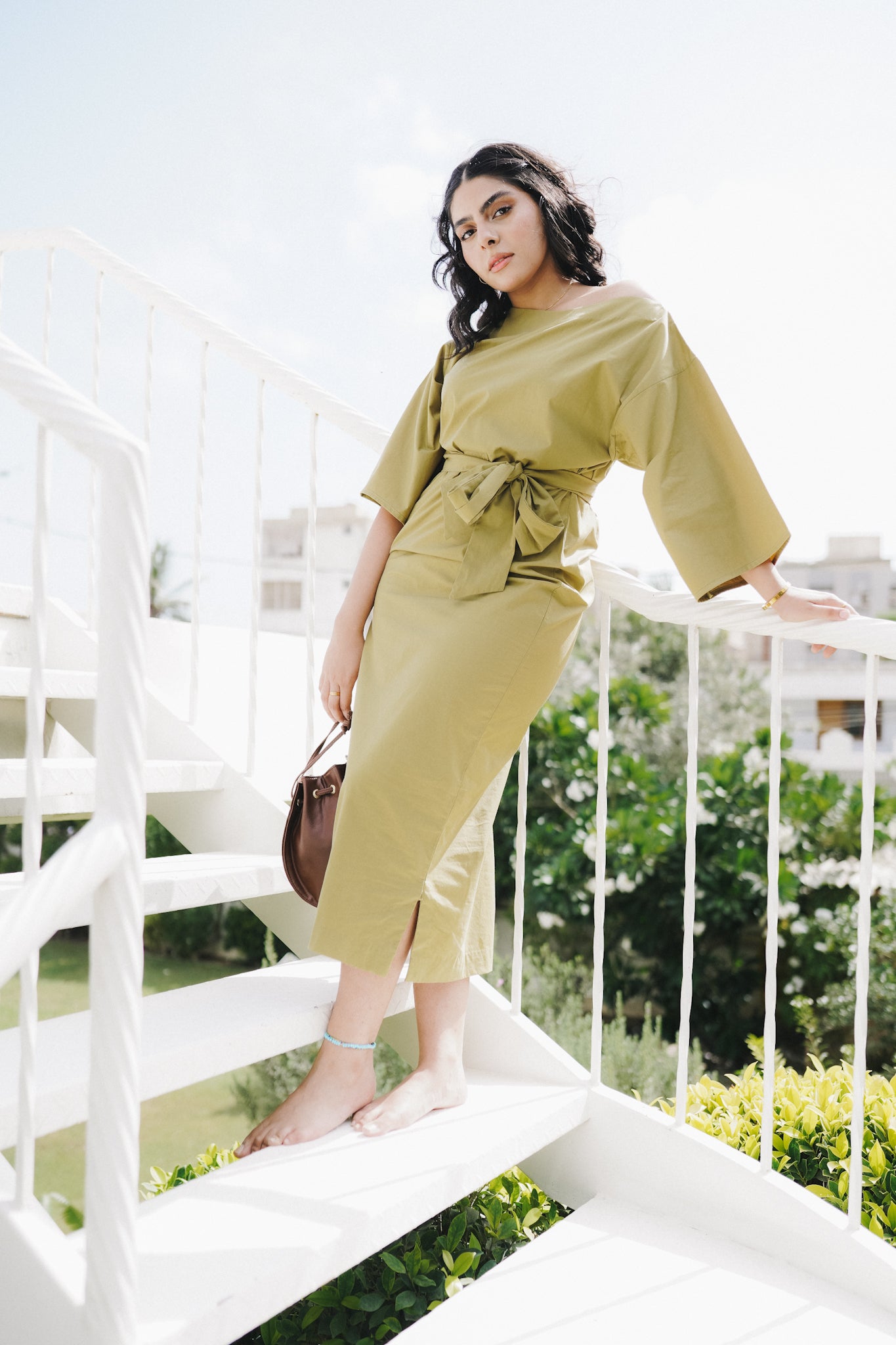 Maha Dress in Olive Green